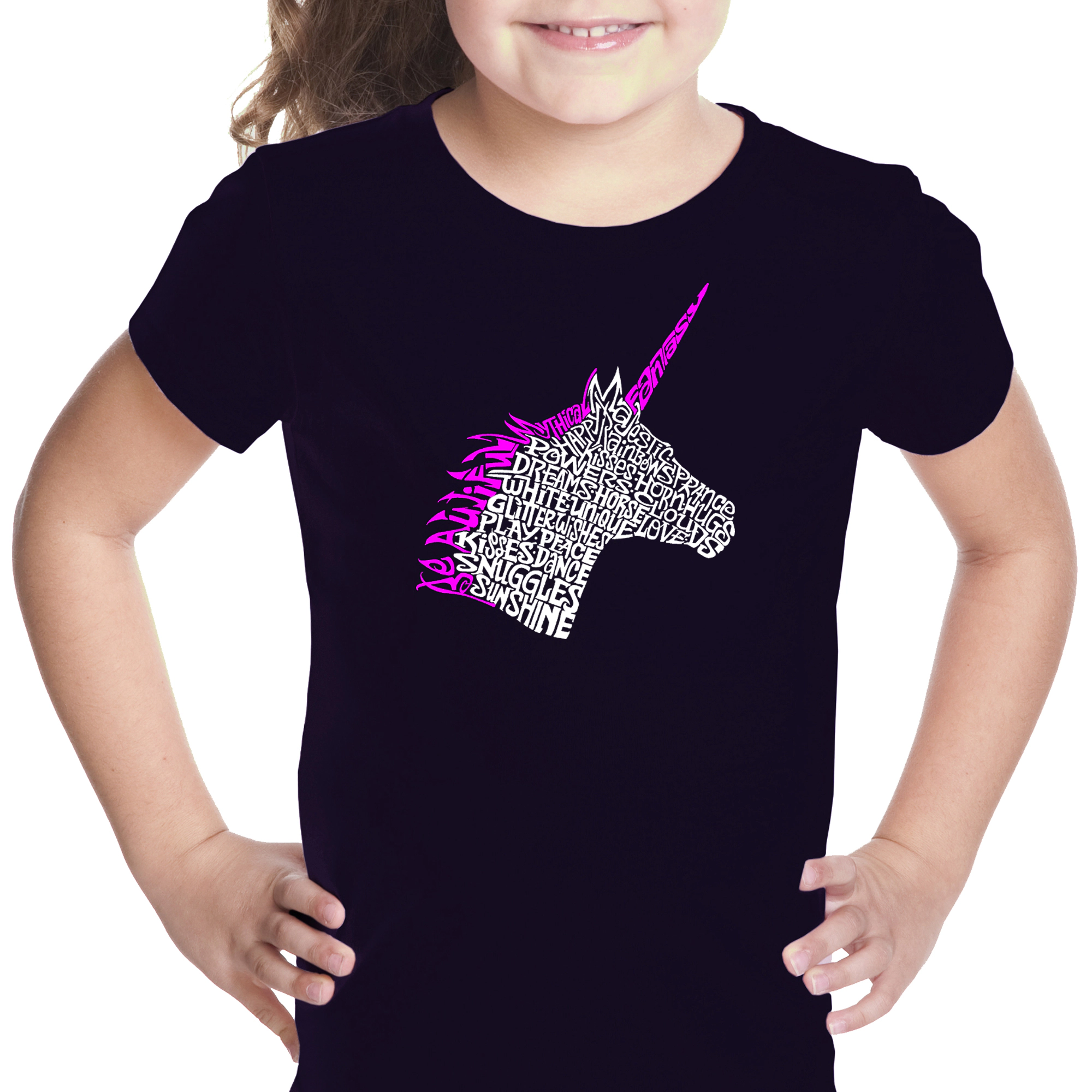 LA Pop Art Girls Word T-Shirt - Unicorn