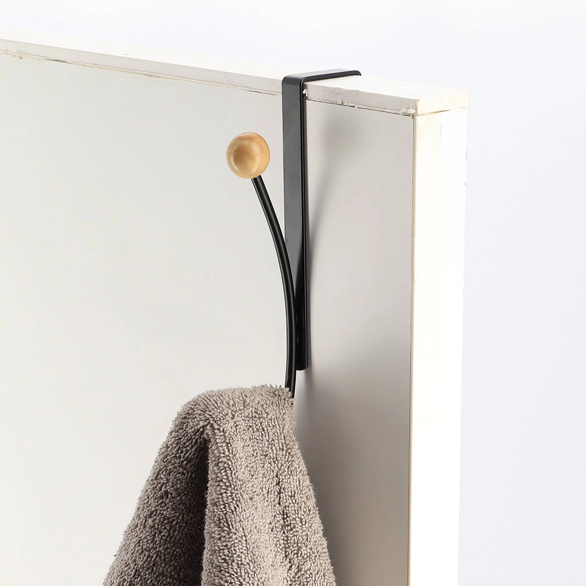 Evideco French Home Goods Over-the-Door Double Hook Rack, Metal with Ball Tips