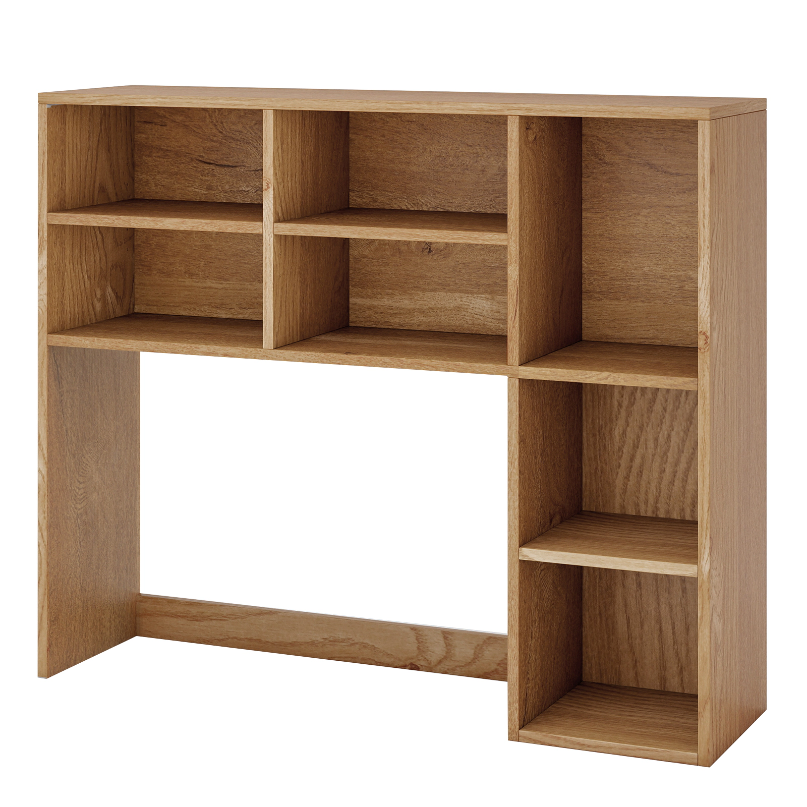 SUGIFT Desktop Bookshelf with 7 Open Cubbies and 3 Adjustable Shelves 210-lb Capacity 37-in Wide Natural Brown White