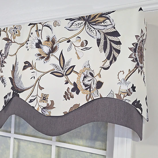 RLF Home 100% Cotton Zanzibar D-Regal  Fully lined Windows Rod Pocket Valance 50" x 17"  Gray