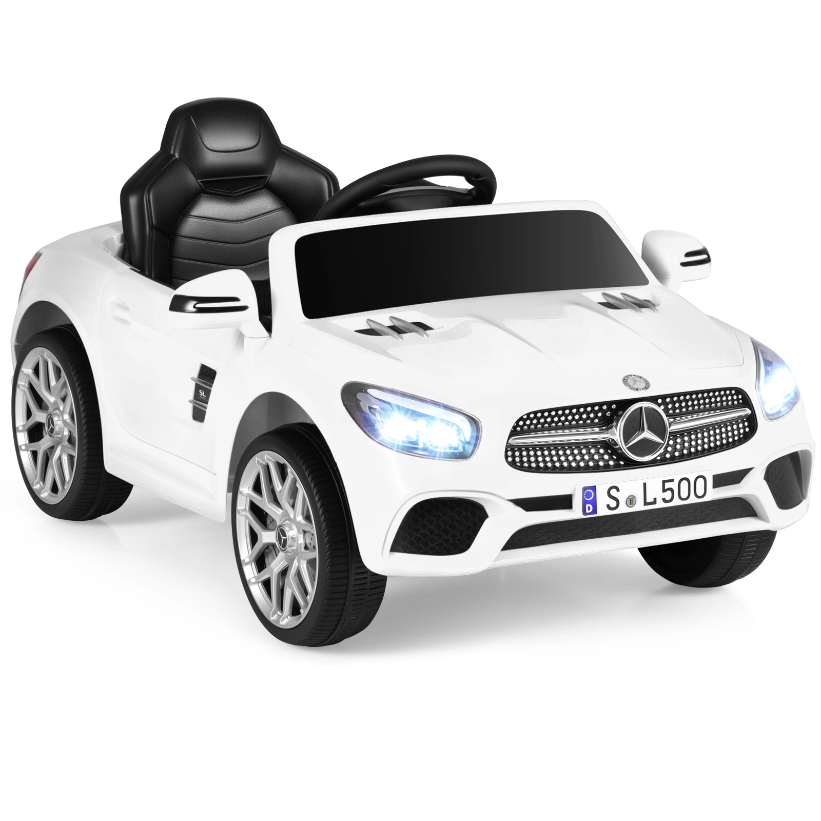 SUGIFT 12V Licensed Mercedes-Benz Ride-On Car with Remote, Music and LED Headlights 66-lb Capacity Ages 3-8 41-in Long
