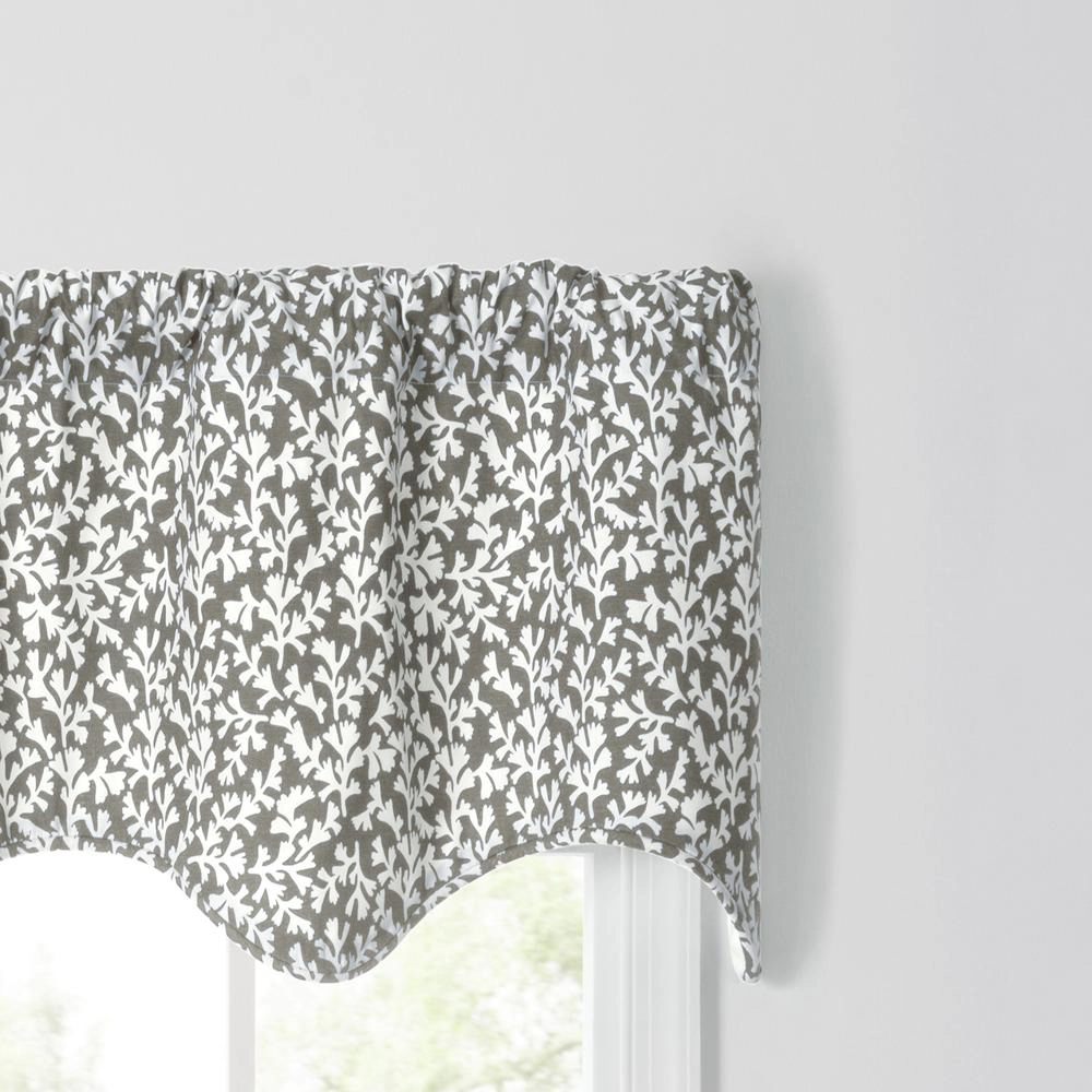 Ellis Curtain Sea Tumble 3" Rod Pocket 100% Cotton Machine Wash and Dry Scallop Valance Lined 50" x 16" Grey