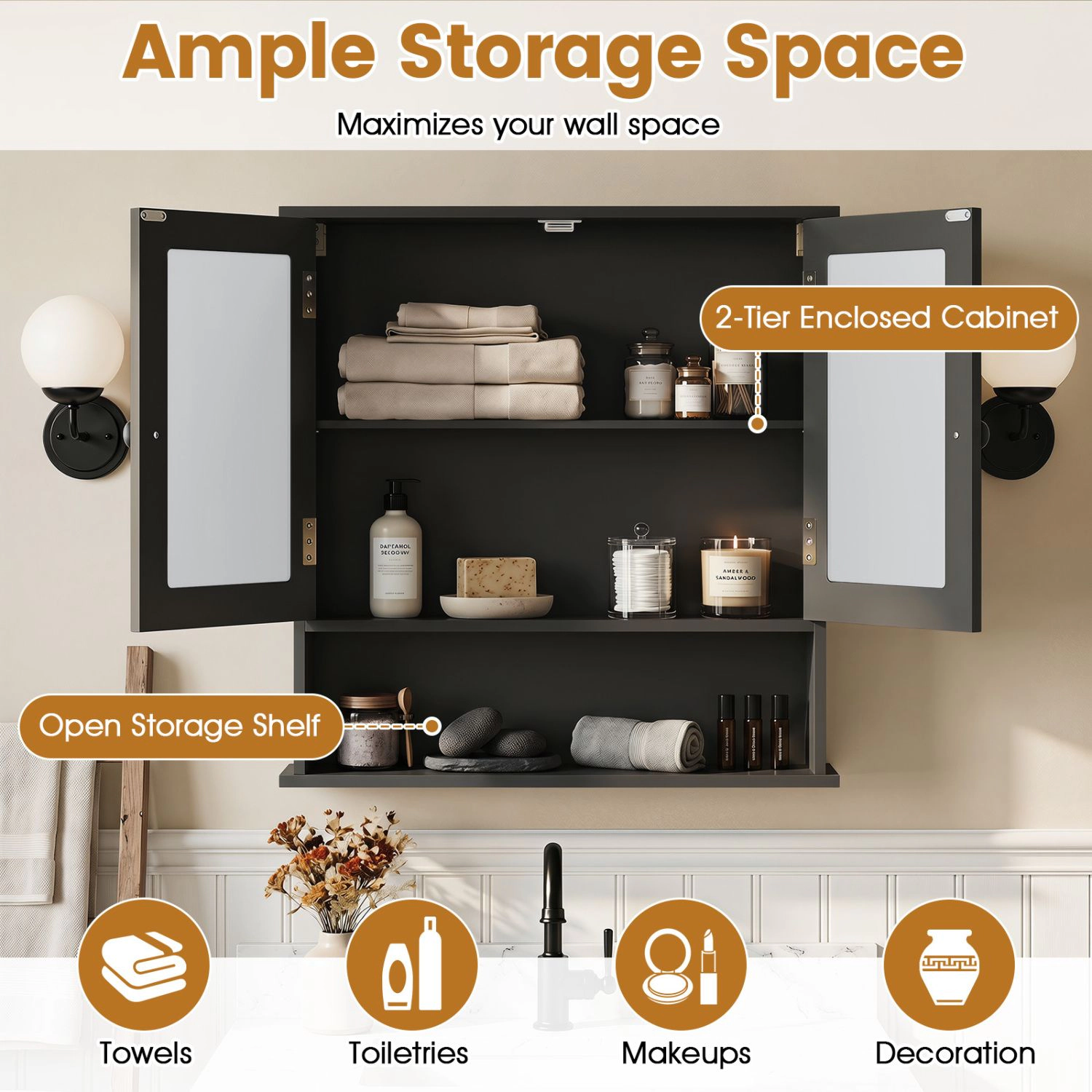 SlickBlue Space Saving Medicine Cabinet with Mirror Door for Bathroom Organization