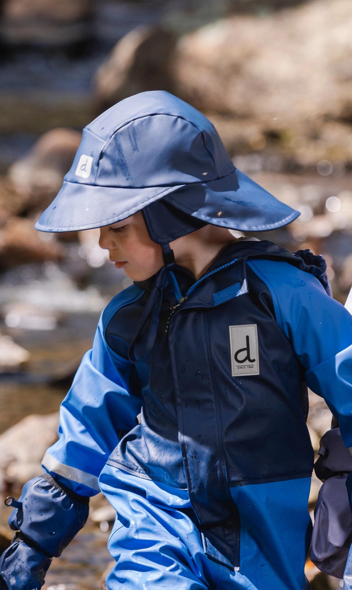 Deux par Deux Unisex Wide-Brim Rain Hat with Ear and Neck Flaps