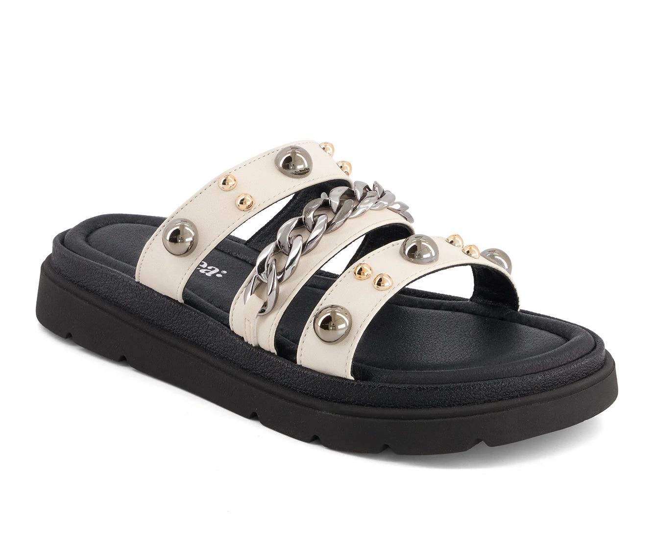 Andrea Womens Triple Strap Chain Sandals