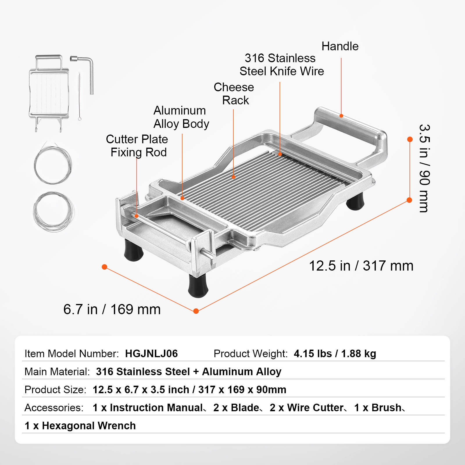 HONGGE Cheese Cutter with Wire, Cheeser Butter Cutting Blade, Detachable Cheese Slicer Wire
