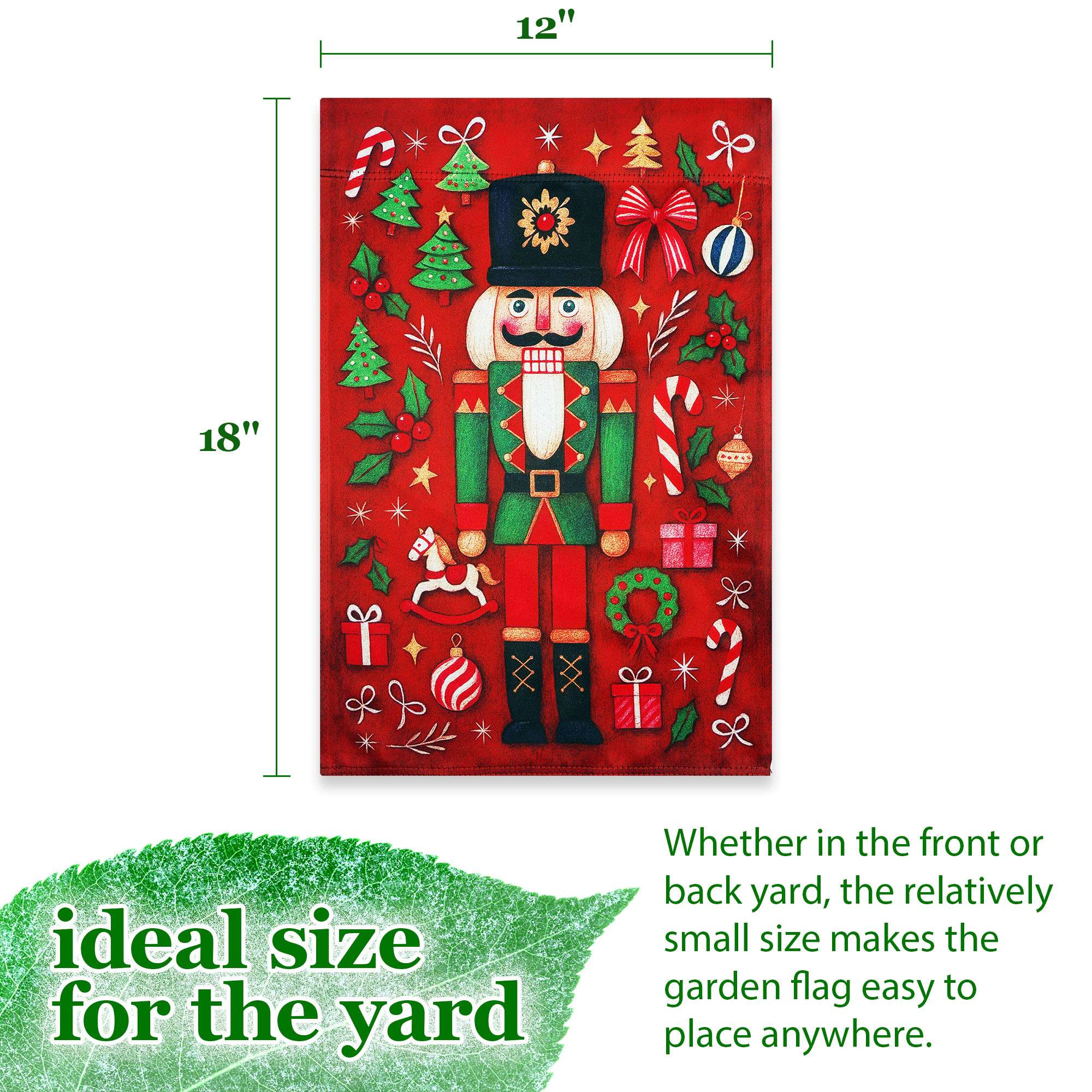 G128 Nutcracker Christmas Garden Flag 12x18 Double-Sided Holiday Yard Decoration