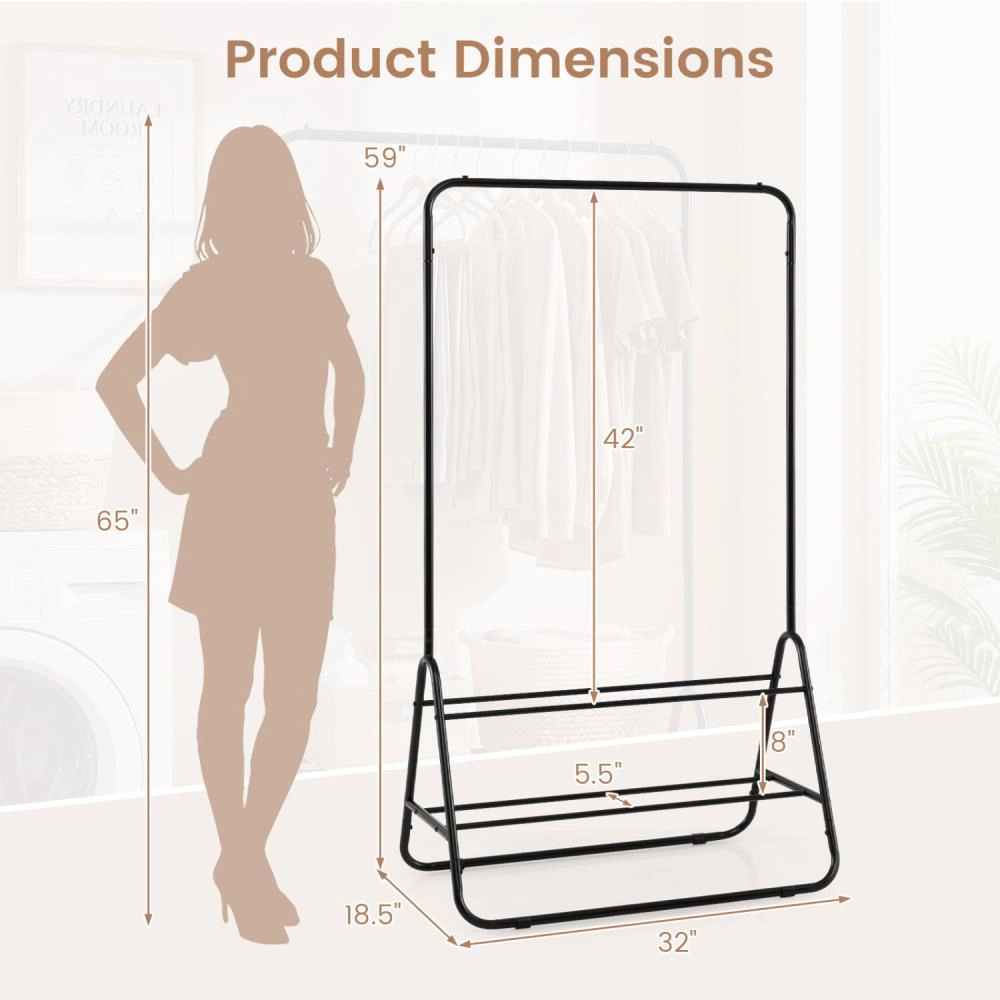 Hivvago Heavy Duty Clothes Rack with Hanging Rod and Storage Shelves
