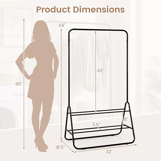 Hivvago Clothes Rack with Hanging Rod and Shelves