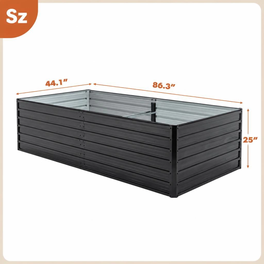 WOW PIONEER Large Rectangular Metal Raised Planter Bed for Vegetables Flowers Herbs Fruits