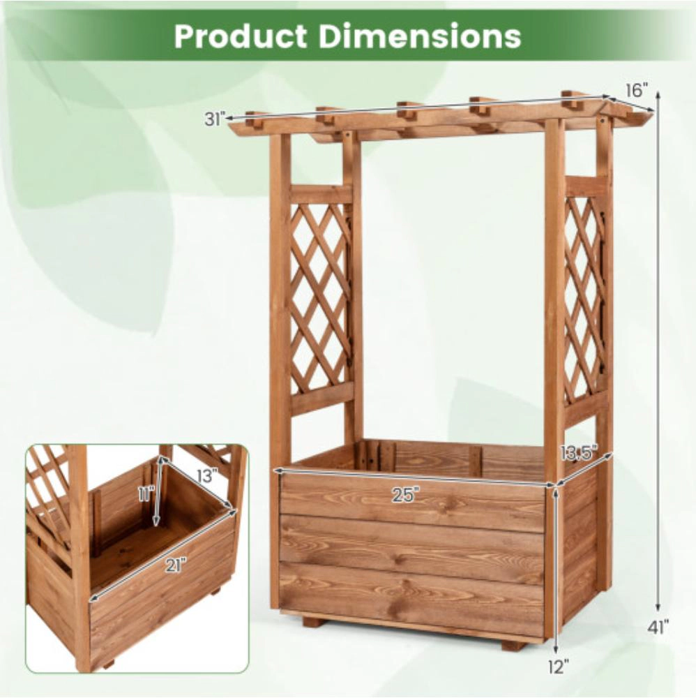 Hivvago Wooden Raised Garden Bed Elevated Planter Box with Hanging Roof