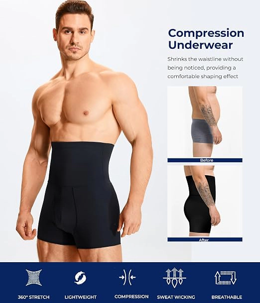 Nebility Mens High Waisted Shaping Shorts