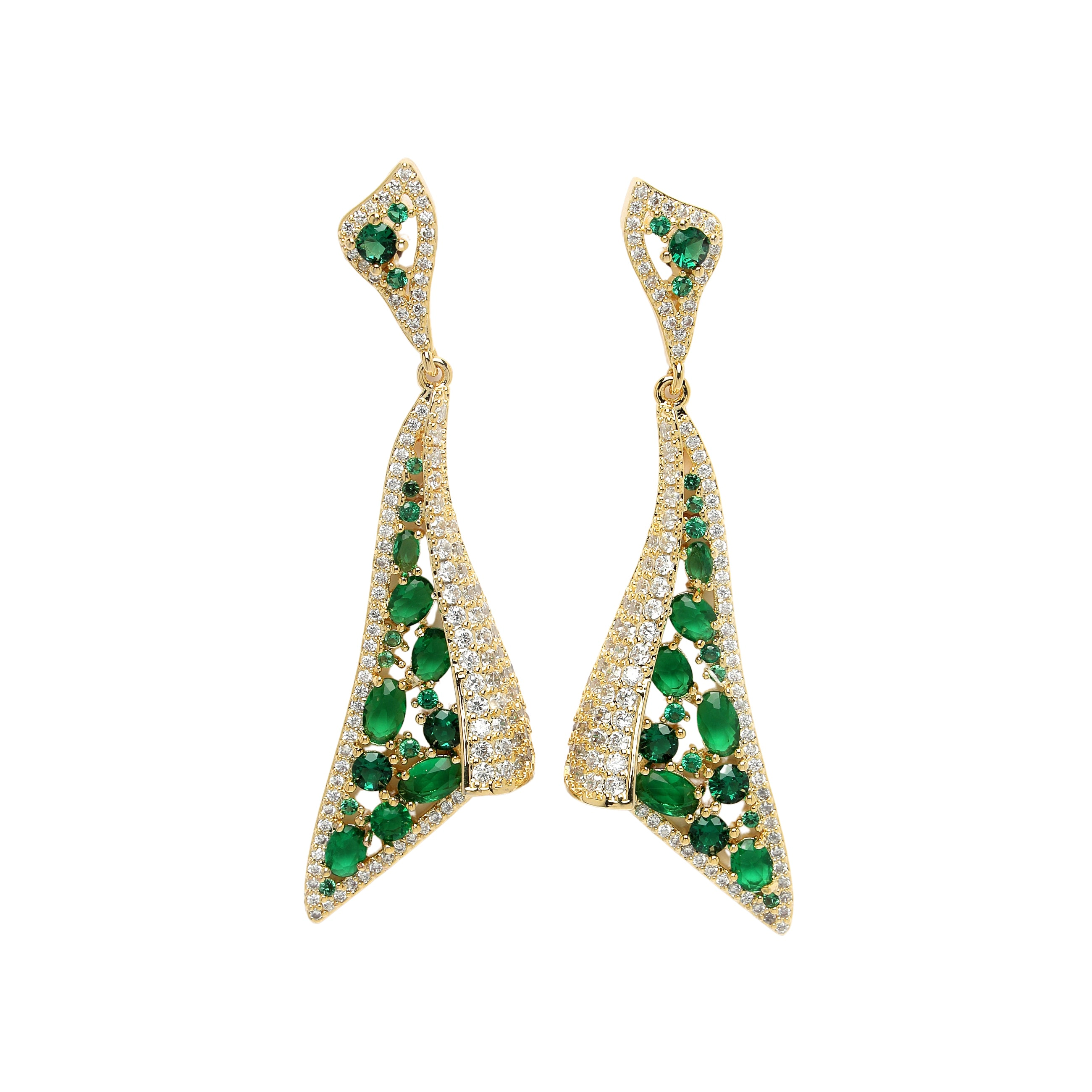 AGP PARIS Womens Diva Collection Zirconia Hollow Triangular Dangle Drop Earrings