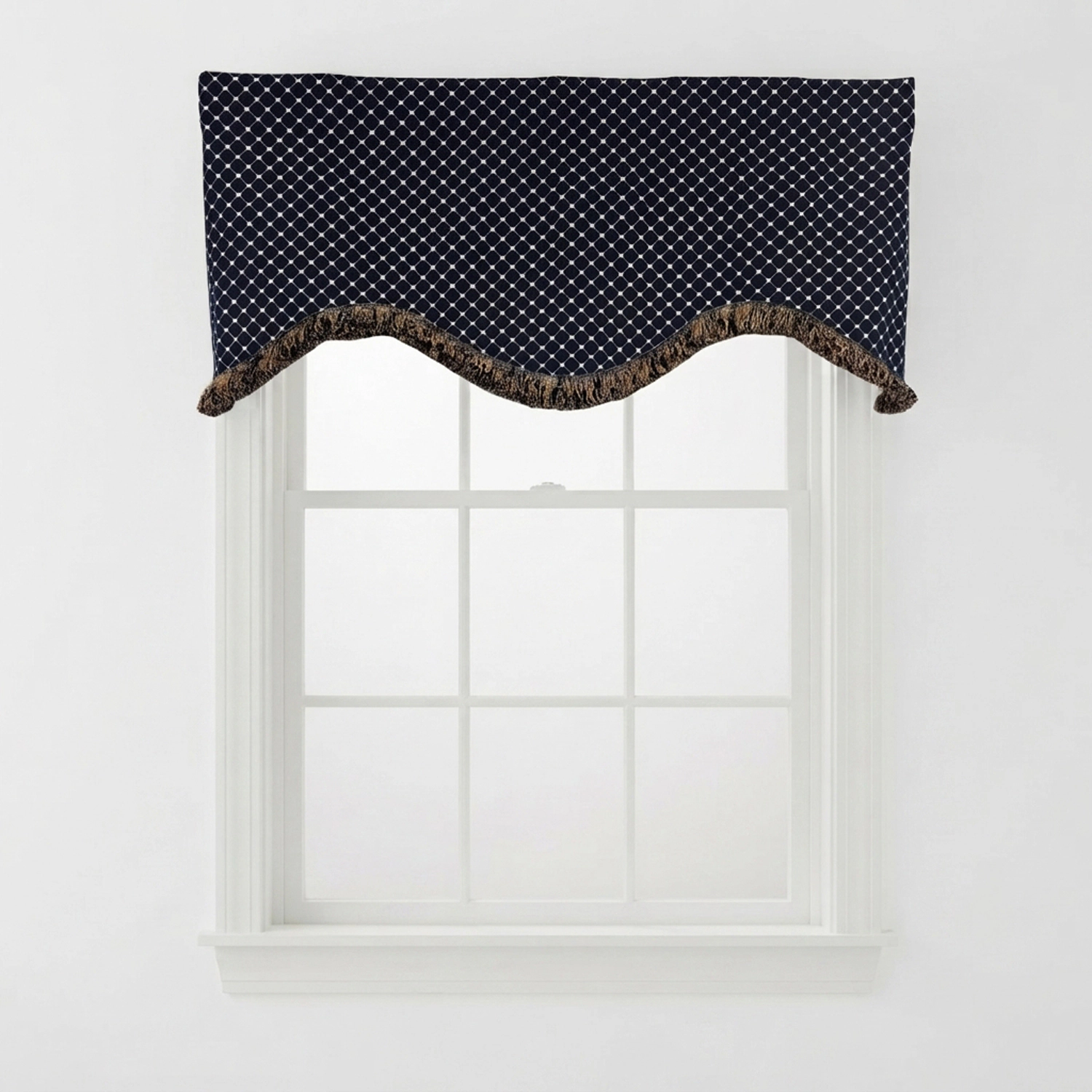 RLF Home 100% Cotton Passat Trimmed Cornice Lined Window Valance 50" x 17" Black