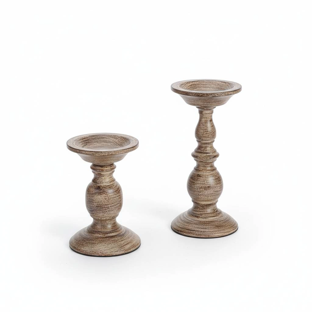 Arcana Aramun Vintage Distressed Metal Pillar Candle Holders