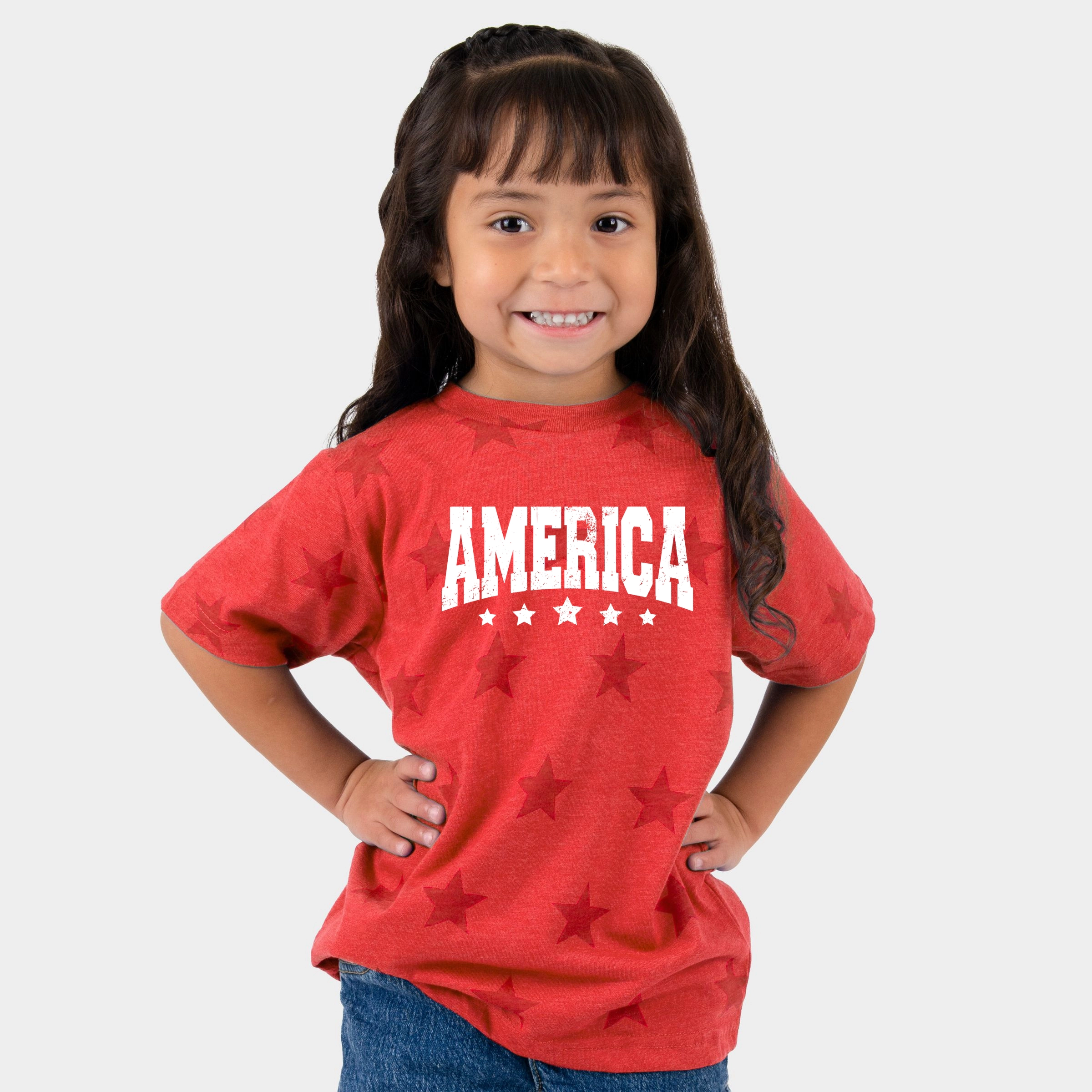 The Juniper Shop - America Varsity Star Distressed Toddler Short Sleeve Tee