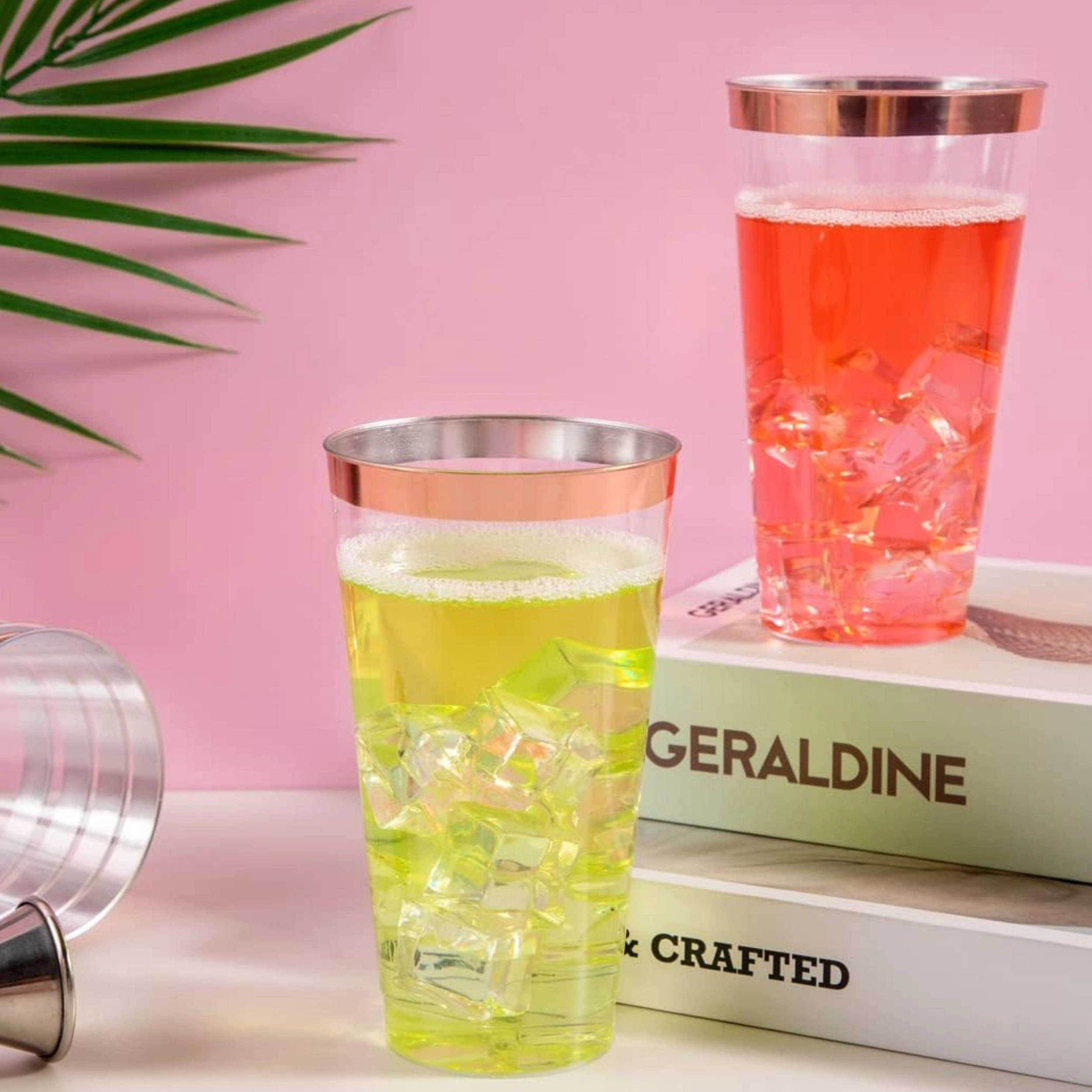 Stock Preferred 100 Count Clear Plastic Disposable Party Cups with Elegant Rims 16 Oz