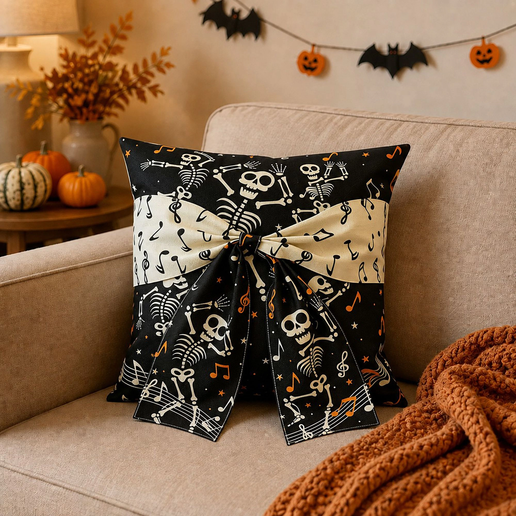 Alilang Halloween Decorative Bow Throw Pillow Cover 18 x