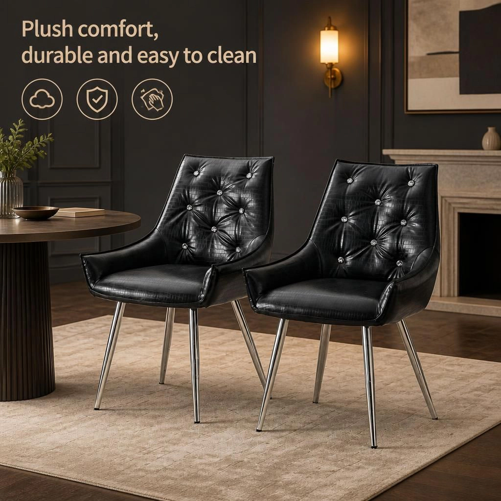 GOODSILO Upholstered PU Leather Dining Seating Chair