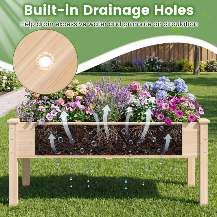 Hivvago Wooden Raised Garden Bed with Legs Natural Fir Wood Elevated Planter Box