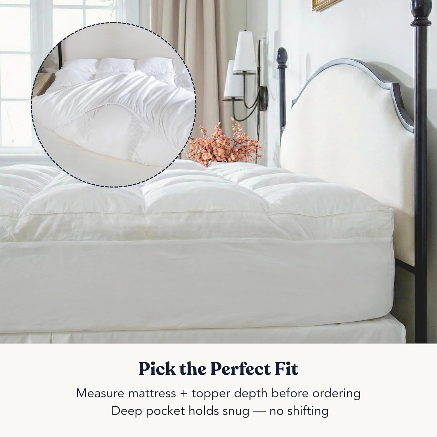 Delara Extra Plush Down Alternative Fill Mattress Pad, GOTS Organic Cotton, 1350 GSM Fill, 20 Inches Deep Pocket