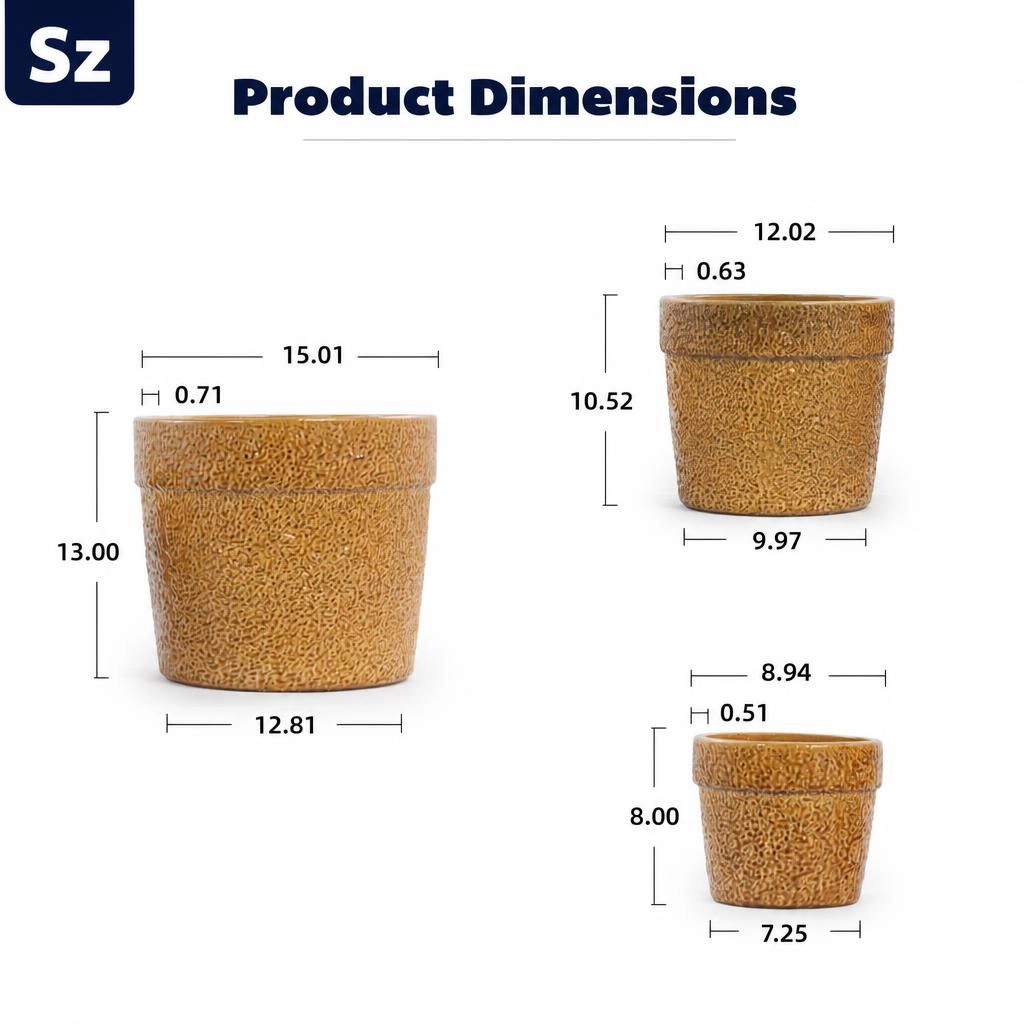 WOW PIONEER Large Round Ceramic Planter Pot for Patio Deck Porch Balcony Yard Indoor Outdoor