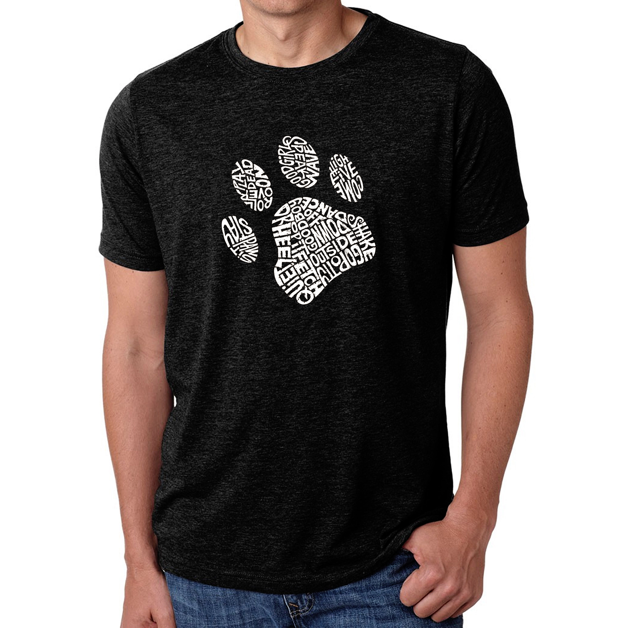 LA Pop Art Men's Cotton/Poly Blend Word T-Shirt - Dog Paw