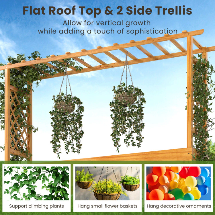 Hivvago 45 Inch Wooden Raised Garden Bed with Lattice Trellis for Outdoor