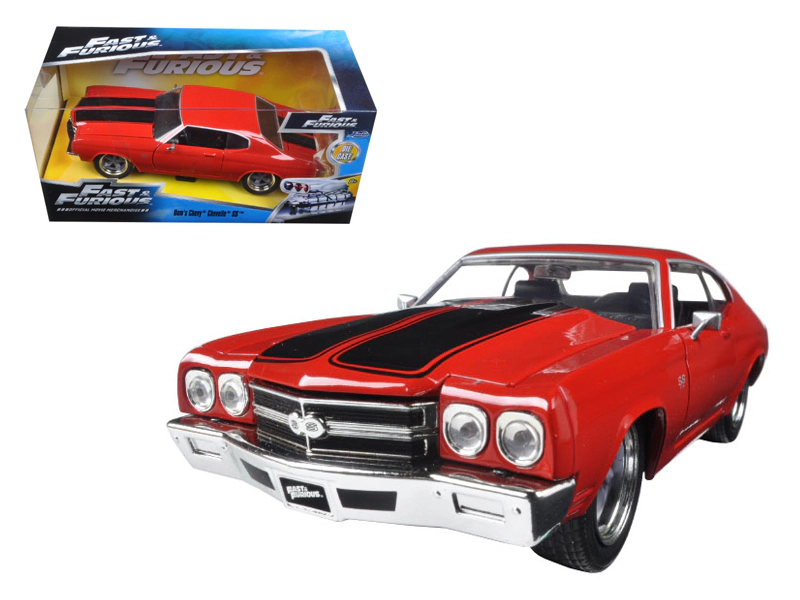 Jada Dom's Chevrolet Chevelle SS Red with Black Stripes "Fast & Furious" Movie 1/24 Diecast Model Car by Jada