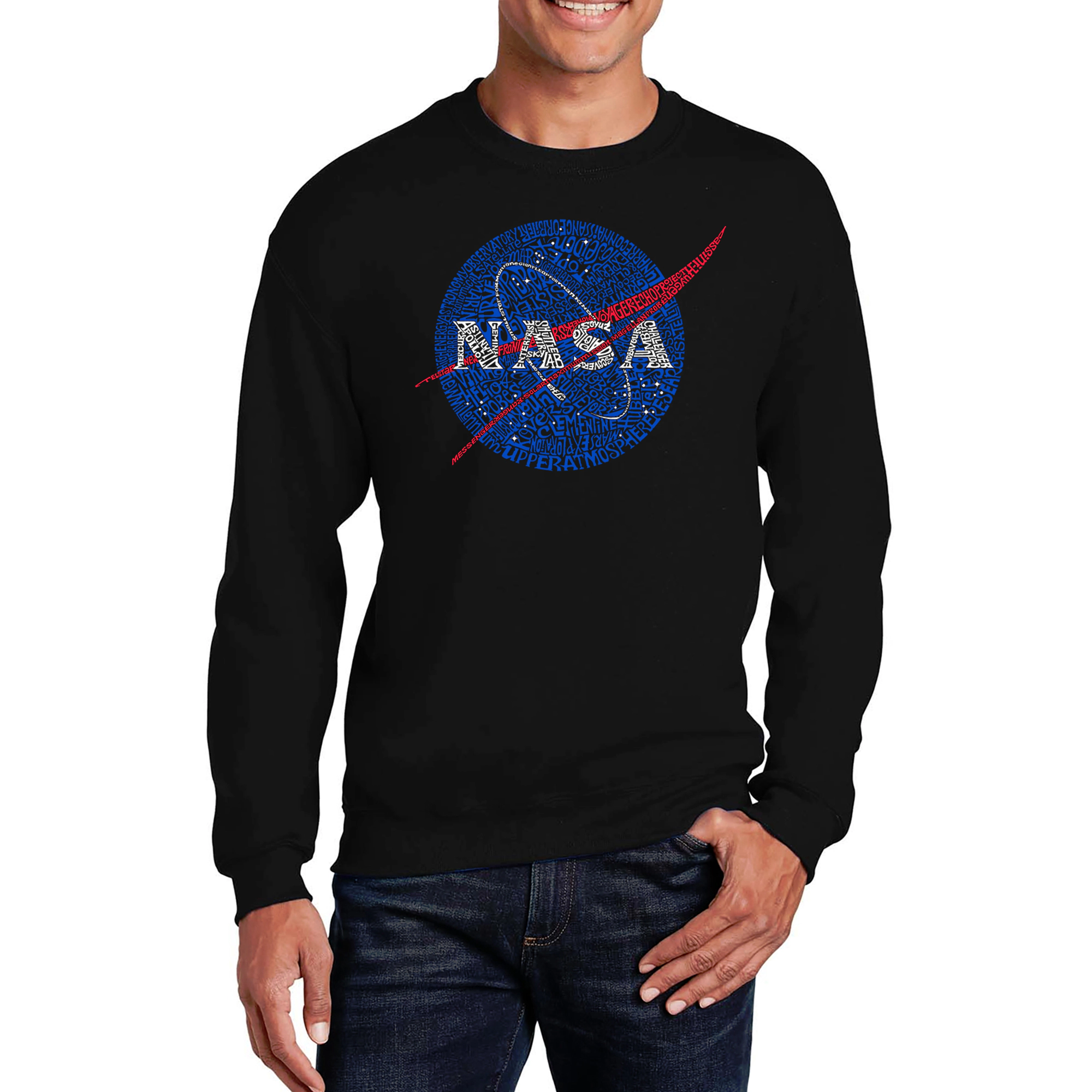 LA Pop Art Nasas Most Notable Missions - Mens Word Crew Sweatshirt