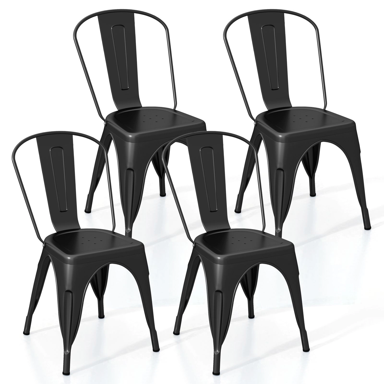 SlickBlue Metal Dining Chairs with Detachable Back Set of 4