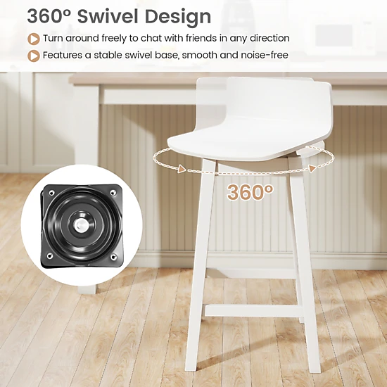 SUGIFT Set of 4 White 24.5 in Counter-Height Swivel Bar Stools
