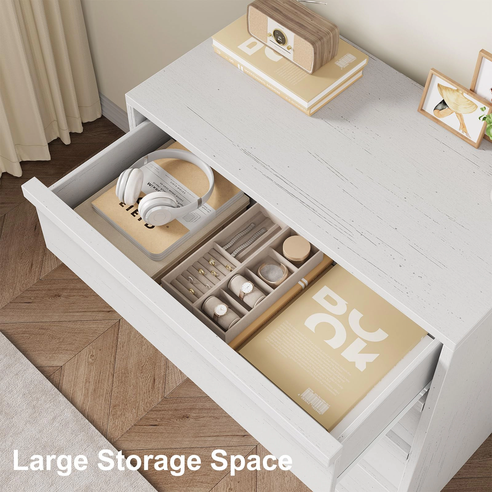 4 Drawer Tall Dresser Nightstand, Modern Small Chest with Storage for Bedroom, Nursery or Entryway
