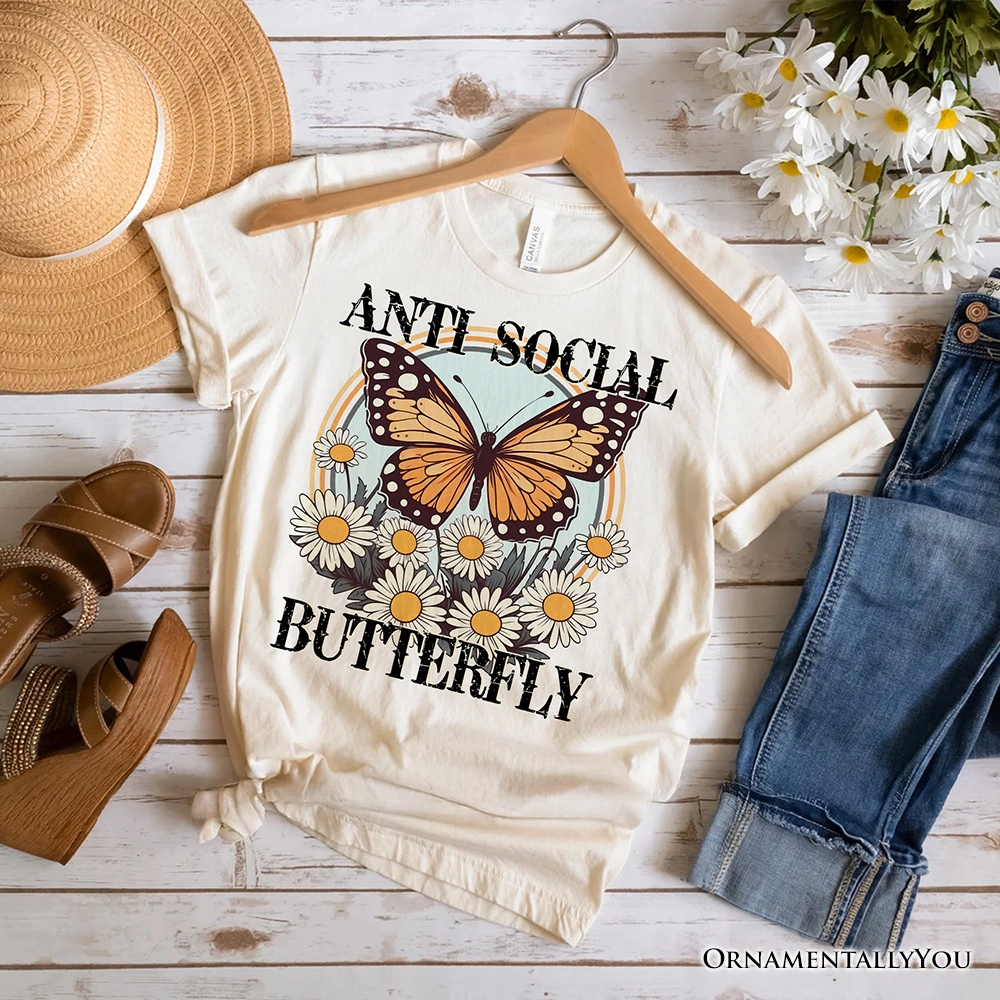 OrnamentallyYou Womens Anti Social Butterfly T-Shirt