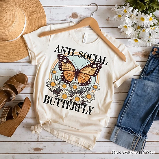 OrnamentallyYou Womens Anti Social Butterfly T-Shirt - JCPenney