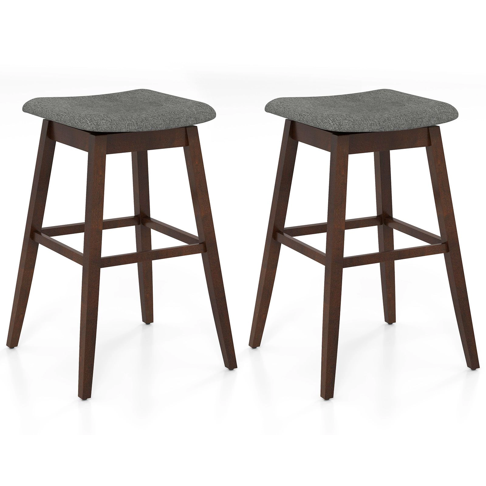 SlickBlue Set of 2 Swivel Counter Height Bar Stools with Linen Upholstered Seat Set