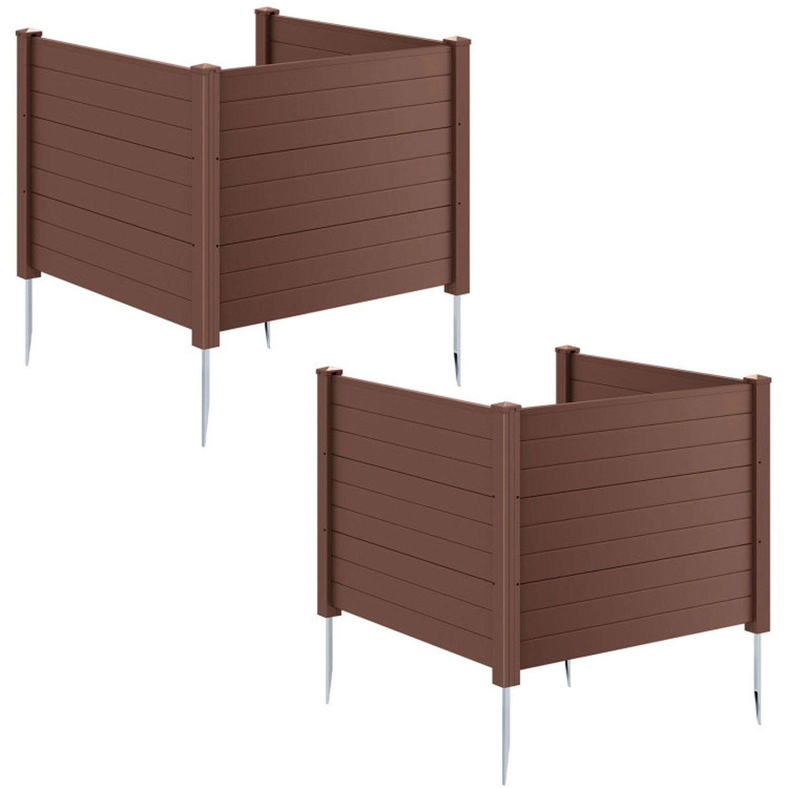SUGIFT Set of 2 48 x 38-in Brown 3-Panel Air Conditioner Fence Outdoor Privacy Screen with Ground Stakes
