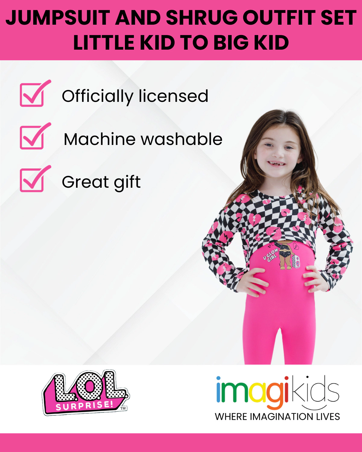 L.O.L. Surprise! Queen Bee Girls' Fleece Cropped Top and Jumpsuit Set