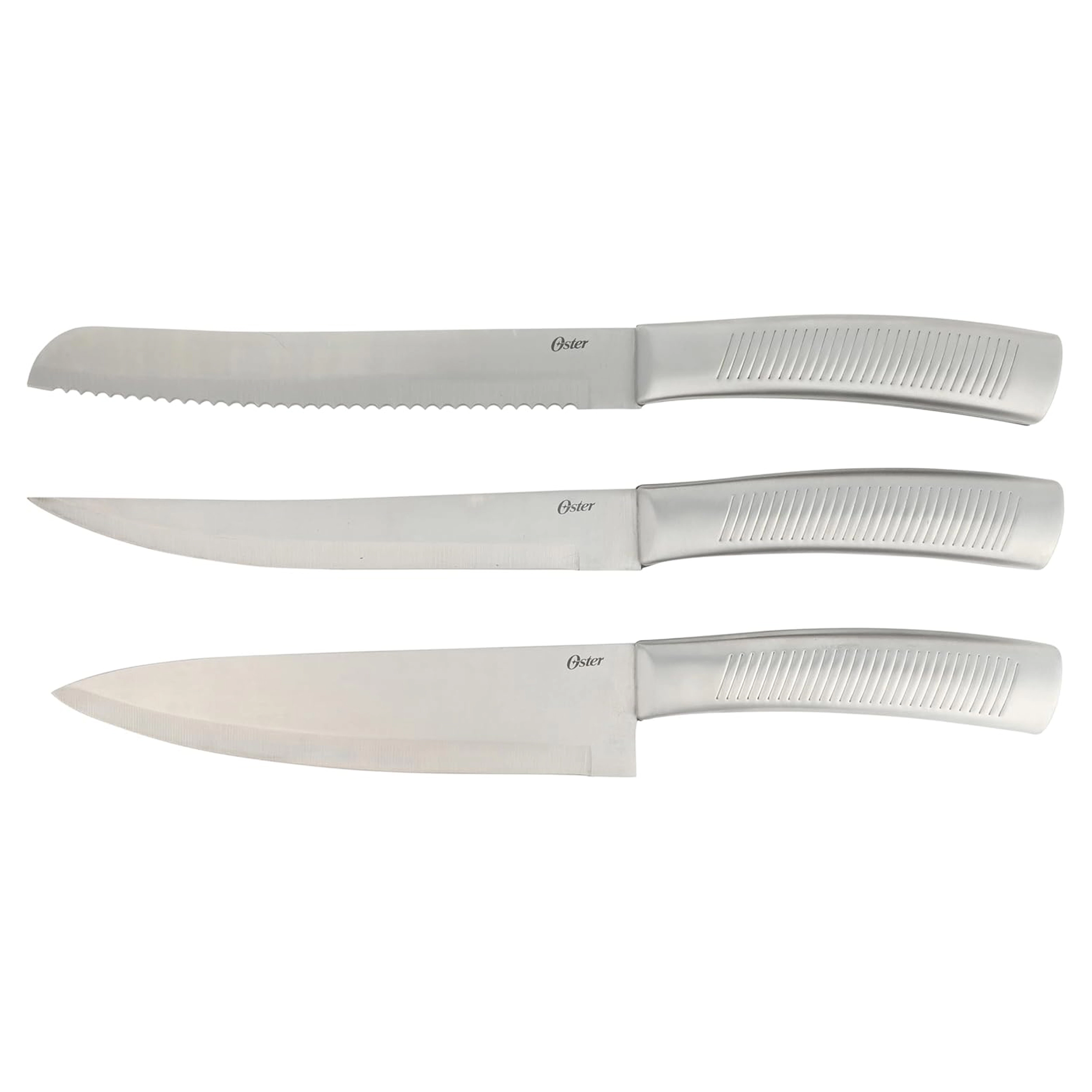 Oster Eddington 16 Piece Stainless Steel Kitchen Knife Block Set in Silver