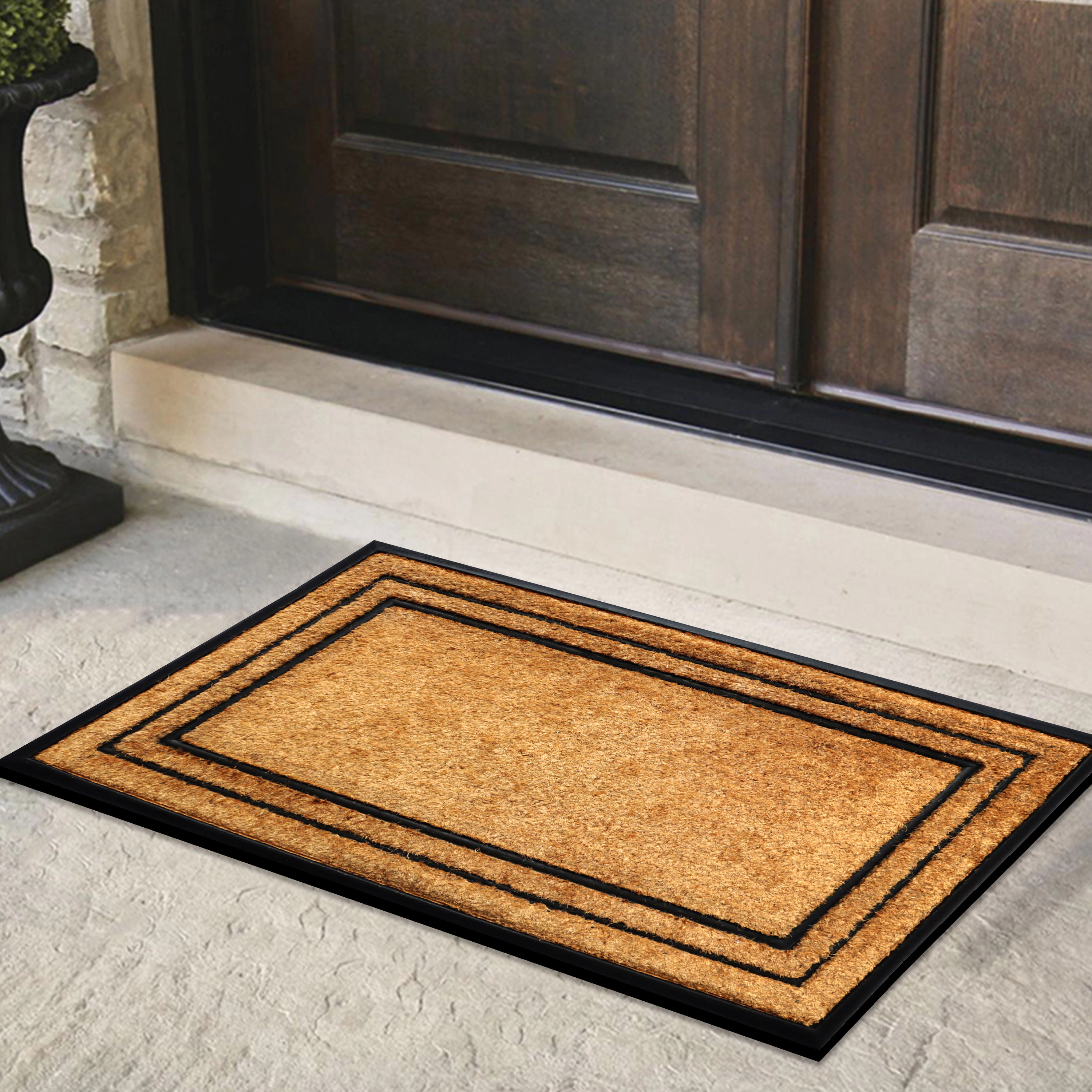 A1HC Coir and Rubber Door Mat 24x39 Inches Heavy Duty Non-Slip Dirt-Trapping Plain Border