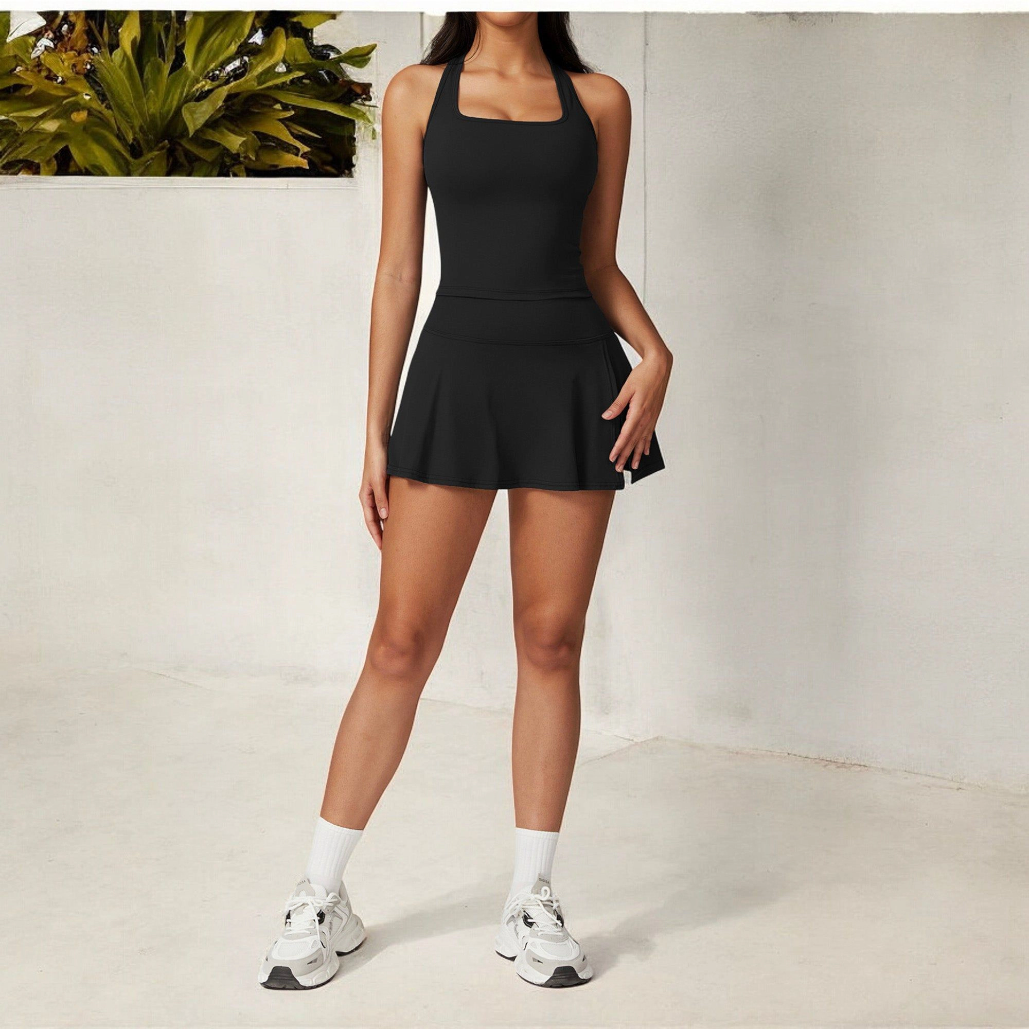 Anna-Kaci Women's Flare Athletic Skort with Built-In Shorts High-Waist