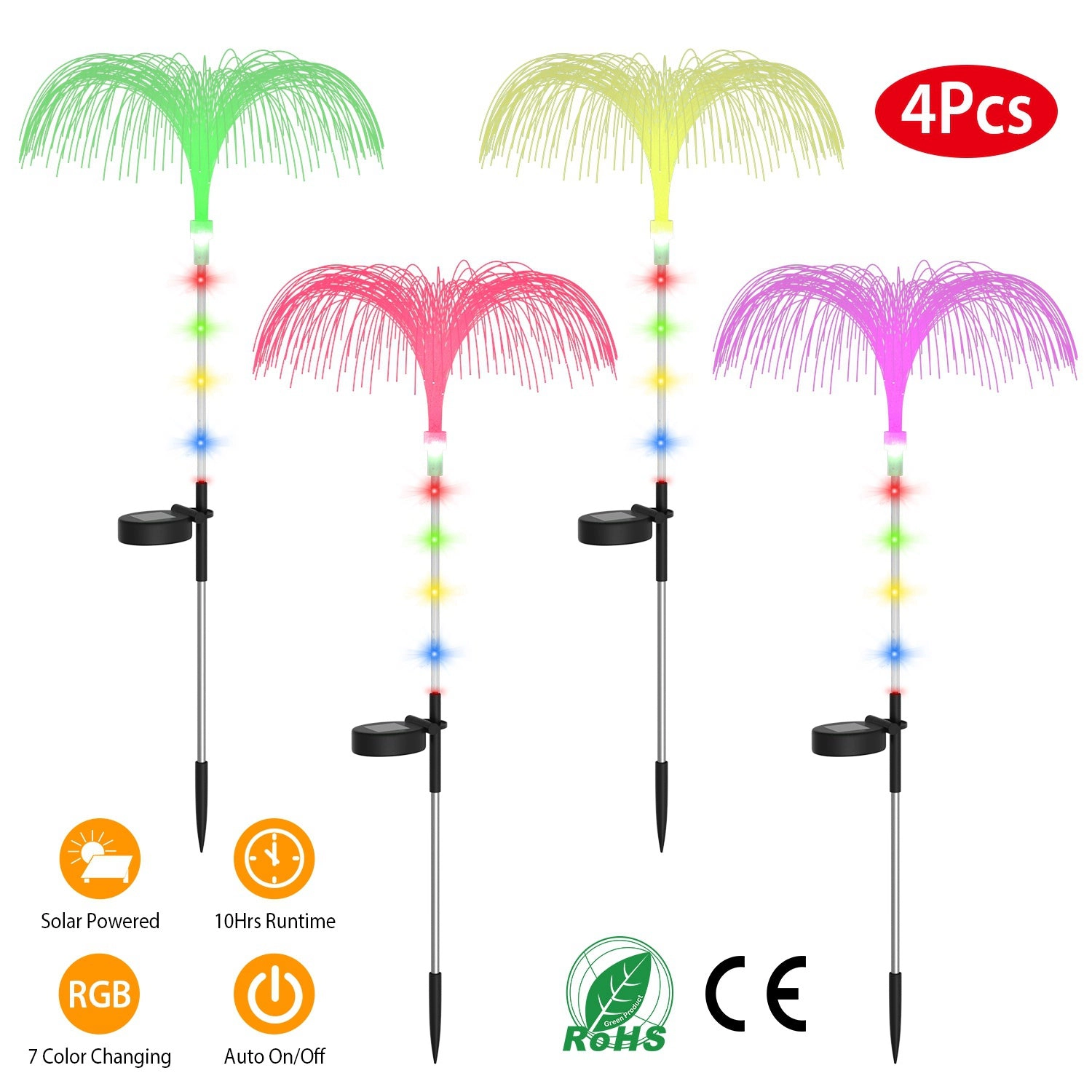 GBruno Solar Jellyfish Path Lights, 4-Pack