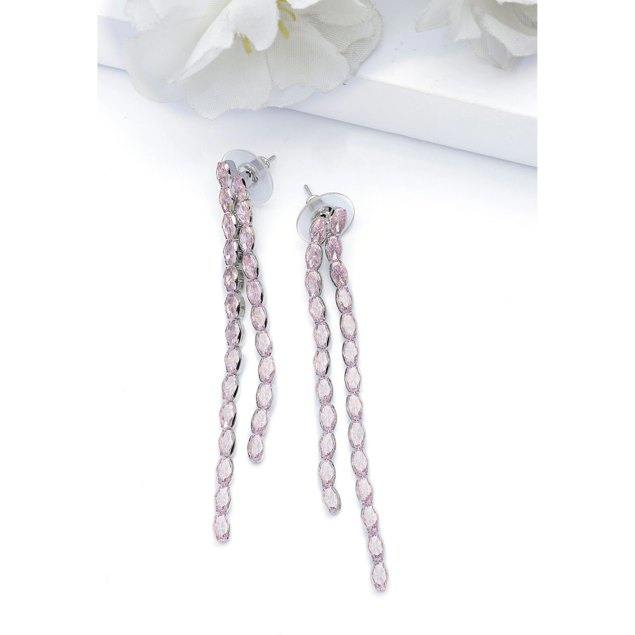 AGP PARIS Womens Light Pink Double Long Drop Earrings
