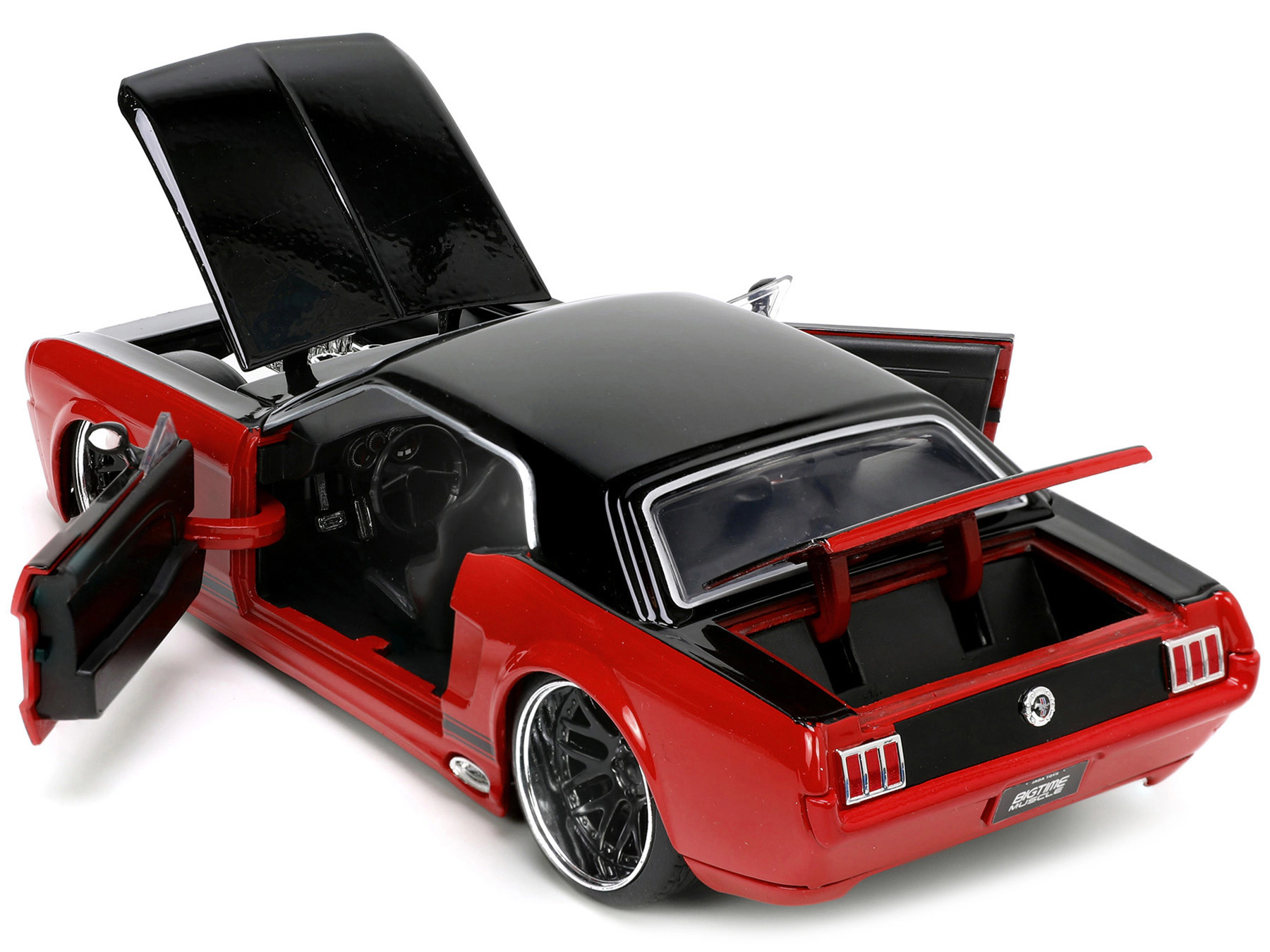 Jada 1965 Ford Mustang Custom Red and Black "Bigtime Muscle" Series 1/24 Diecast Model Car by Jada