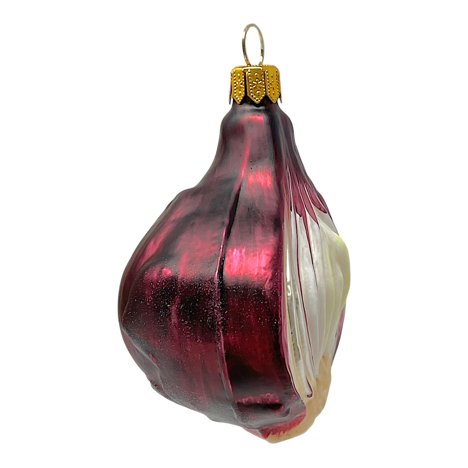 Pinnacle Peak Trading Company Red Onion Vegetable Polish Blown Glass Christmas Ornament Set of 2 Decorations