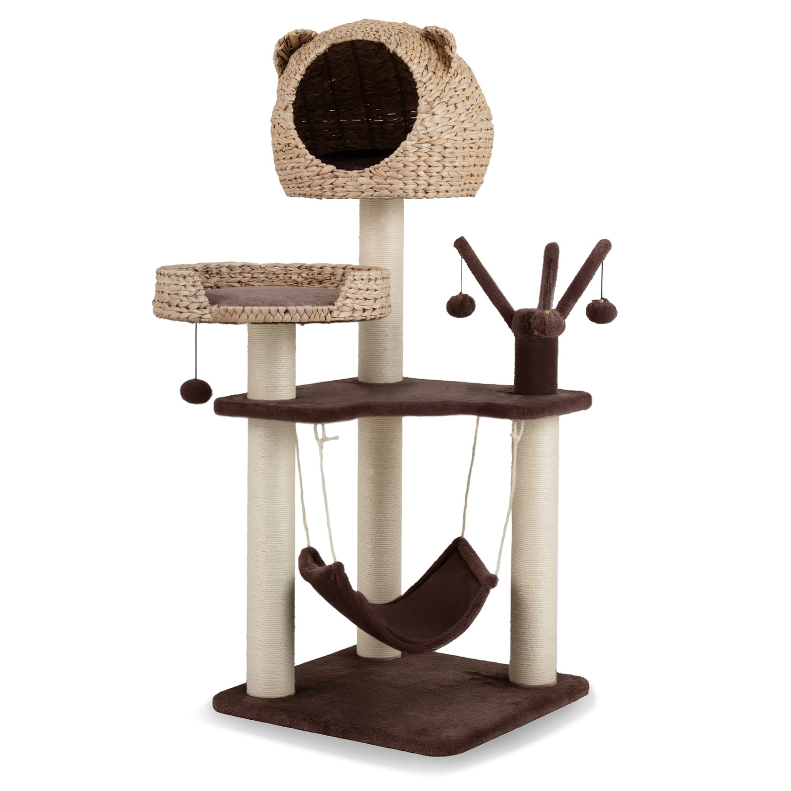 SUGIFT 48 Cat Tree with Woven Condo Hammock and Rotatable Hanging Balls