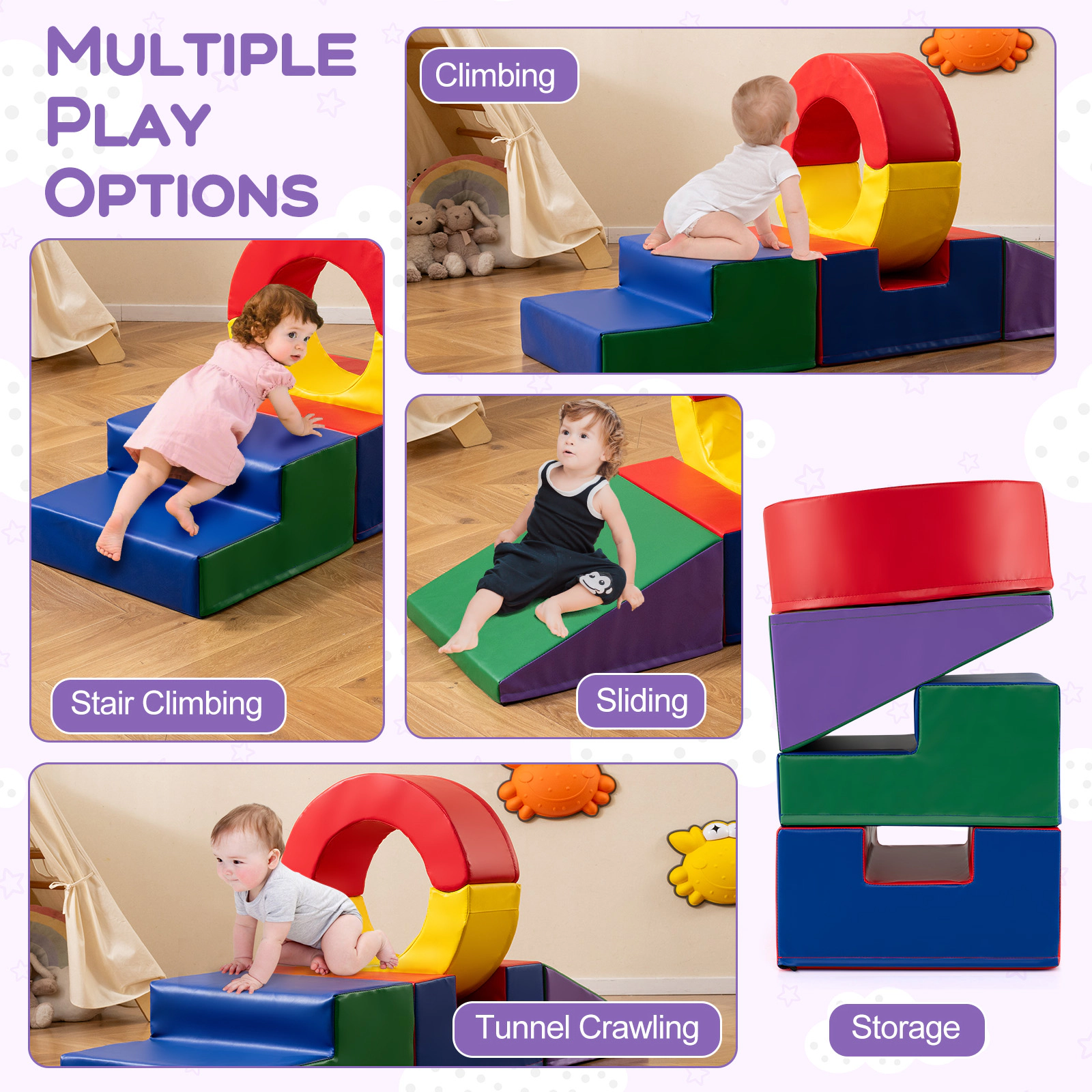 LJG 5 Pieces Kids Climbing Toys with PU Leather Cover