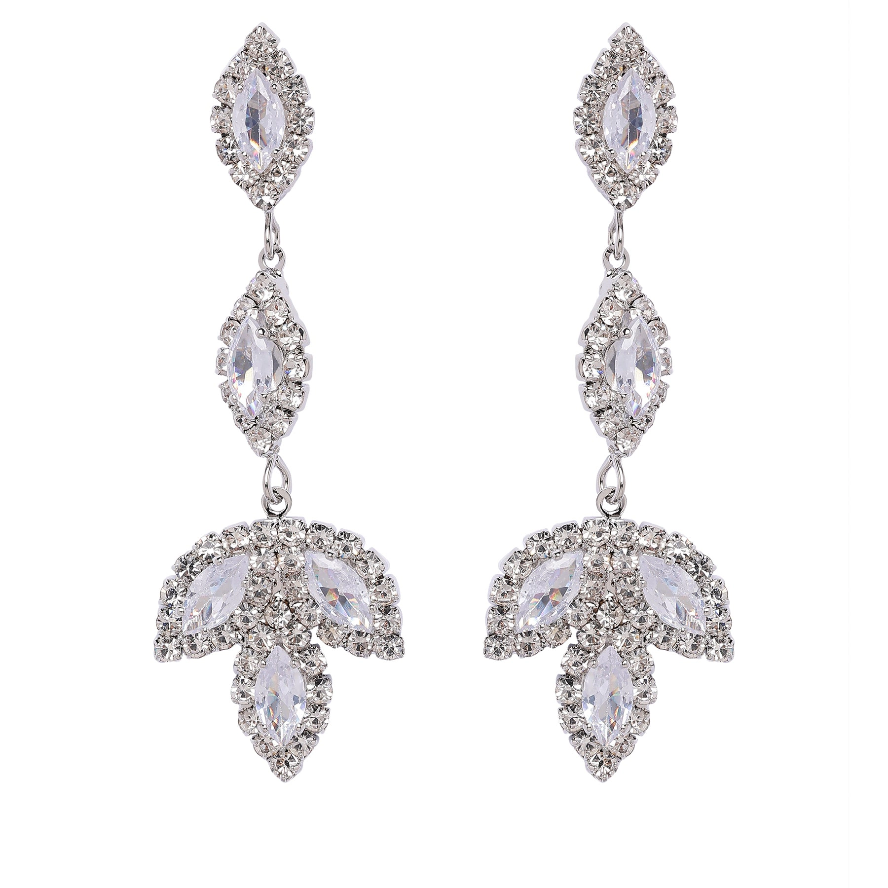 AGP PARIS Womens Sparkling Leafy Drop Earrings