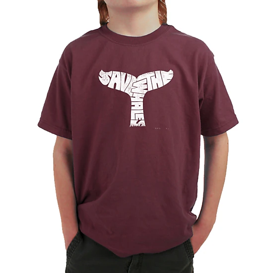 LA Pop Art Boy's Word Art T-Shirt - SAVE THE WHALES