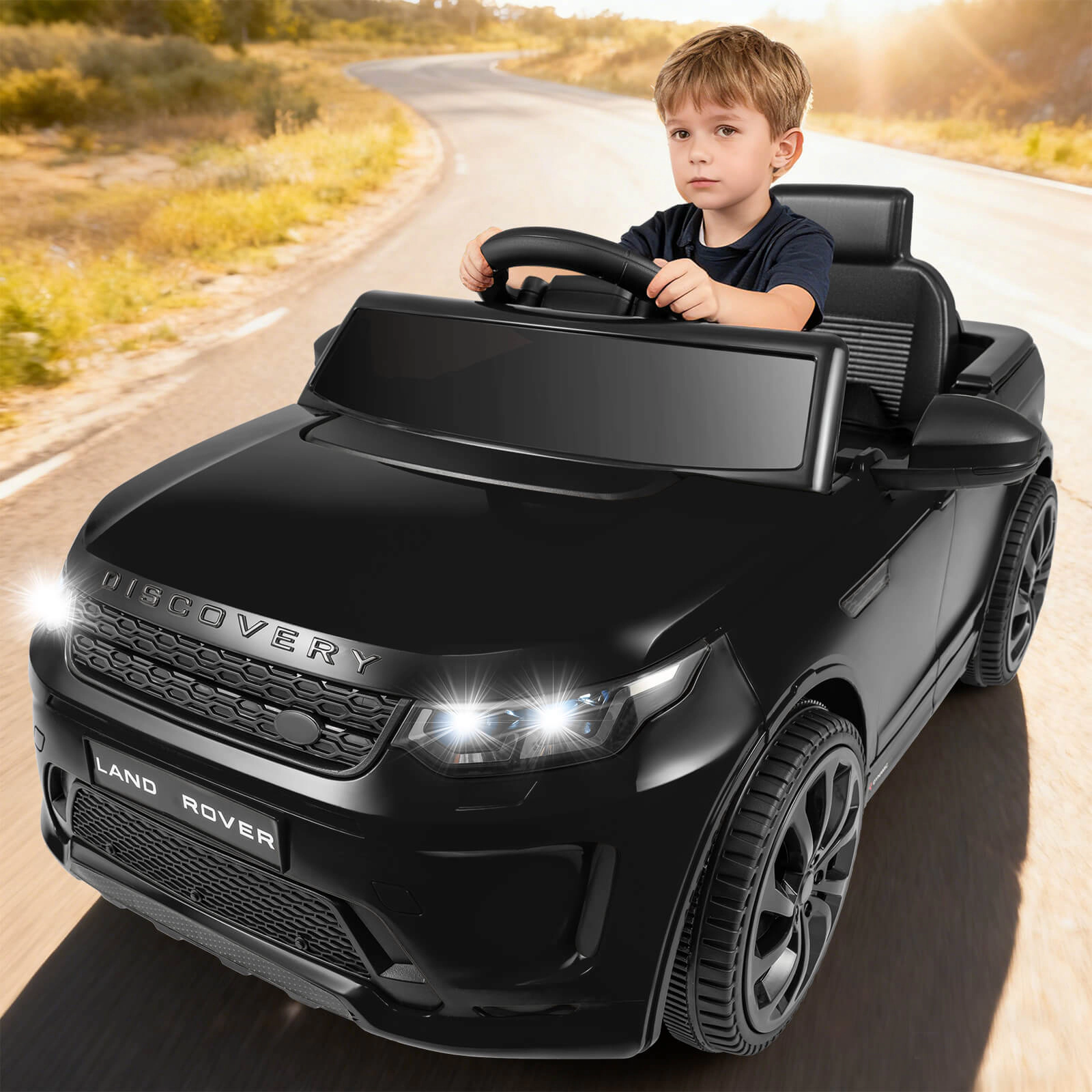 Costway 12V Licensed Land Rover Kids Ride on Car with Remote Control, LED Lights, Music, Horn